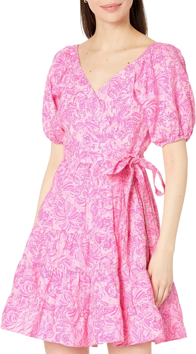 

Льняное платье с запахом Iralee Lilly Pulitzer, цвет Pink Blossom Foxy Llama