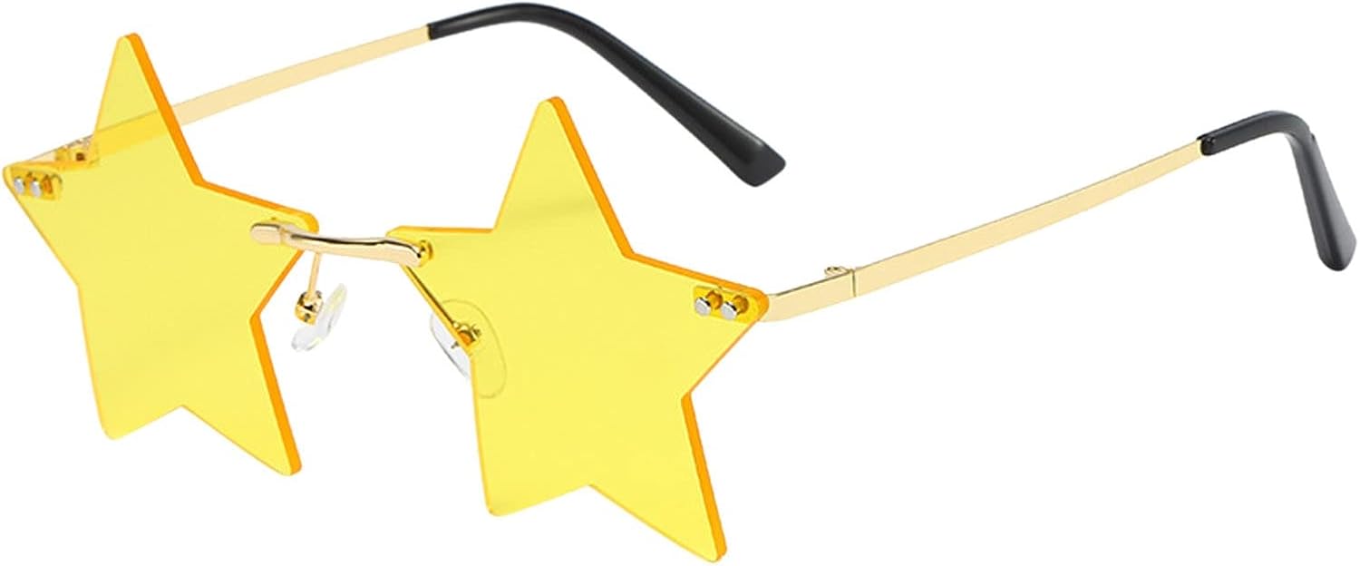 

Спортивные солнцезащитные очки без оправы в форме звезды, ретро-очки для пляжа, светоотражающие, модные женские солнцезащитные очки в стиле 90-х, ретро-очки Generic, Yellow
