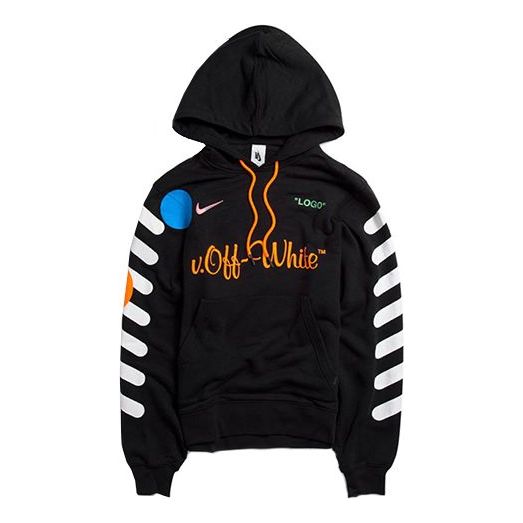 

Толстовка x off-white hoodie 'black total orange' Nike, черный