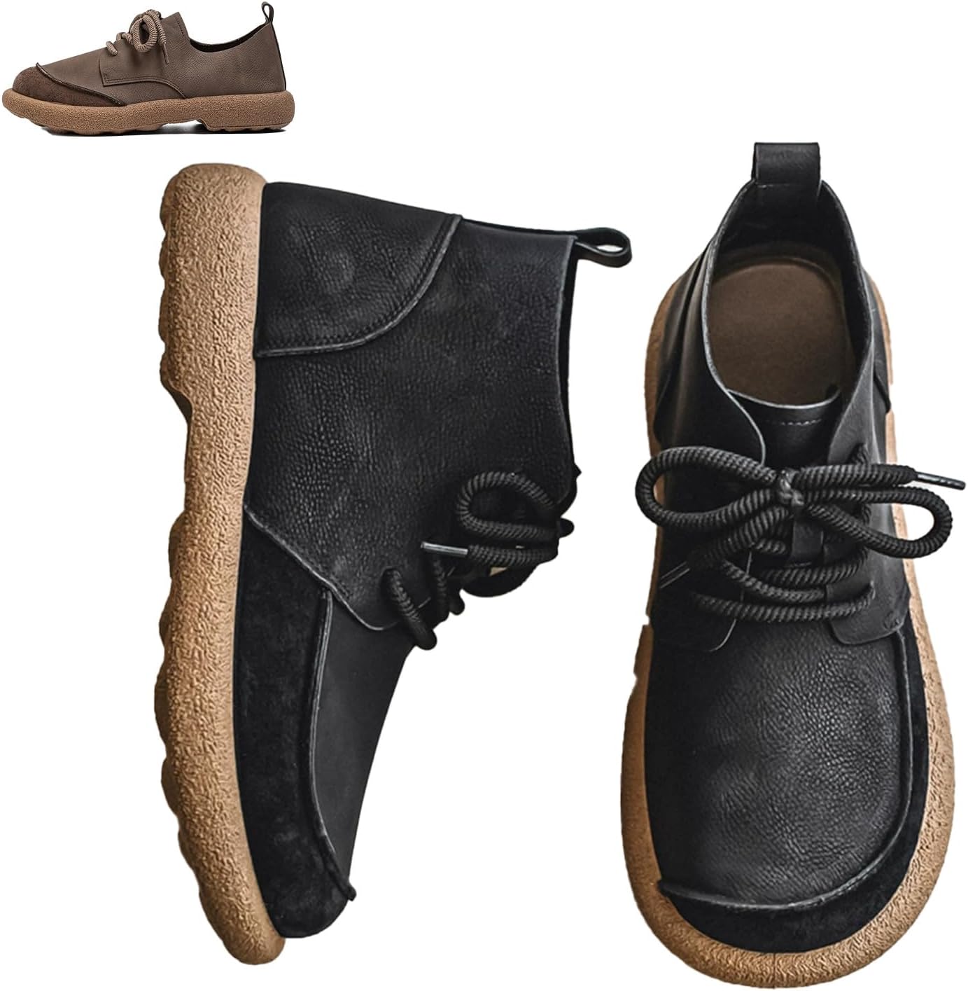 

Мужские кроссовки с широкой носочной частью босоножечного типа, повседневные ортопедические ботинки Чукка до щиколотки, удобные для ходьбы на улице Ghtrhsb, черный