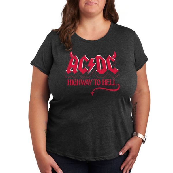 

Плюс футболка ACDC с графическим принтом «Шоссе в ад» Licensed Character, серый