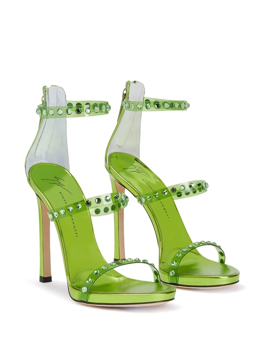 Босоножки на шпильке с кристаллами Giuseppe Zanotti, зеленый — фото 2