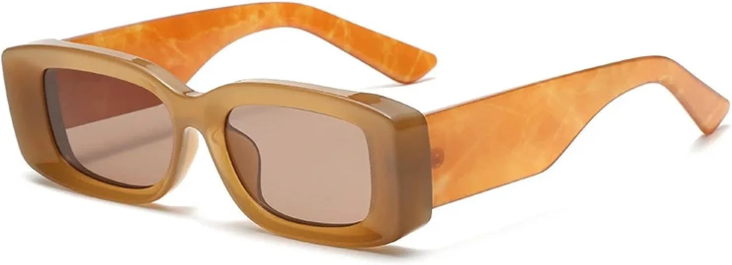 

Модные прямоугольные солнцезащитные очки-гелевые защитные очки для женщин, ретро-узор, для мужчин, градиентная защита от УФ-излучения UV400 HHZZYVY, Tea Tea