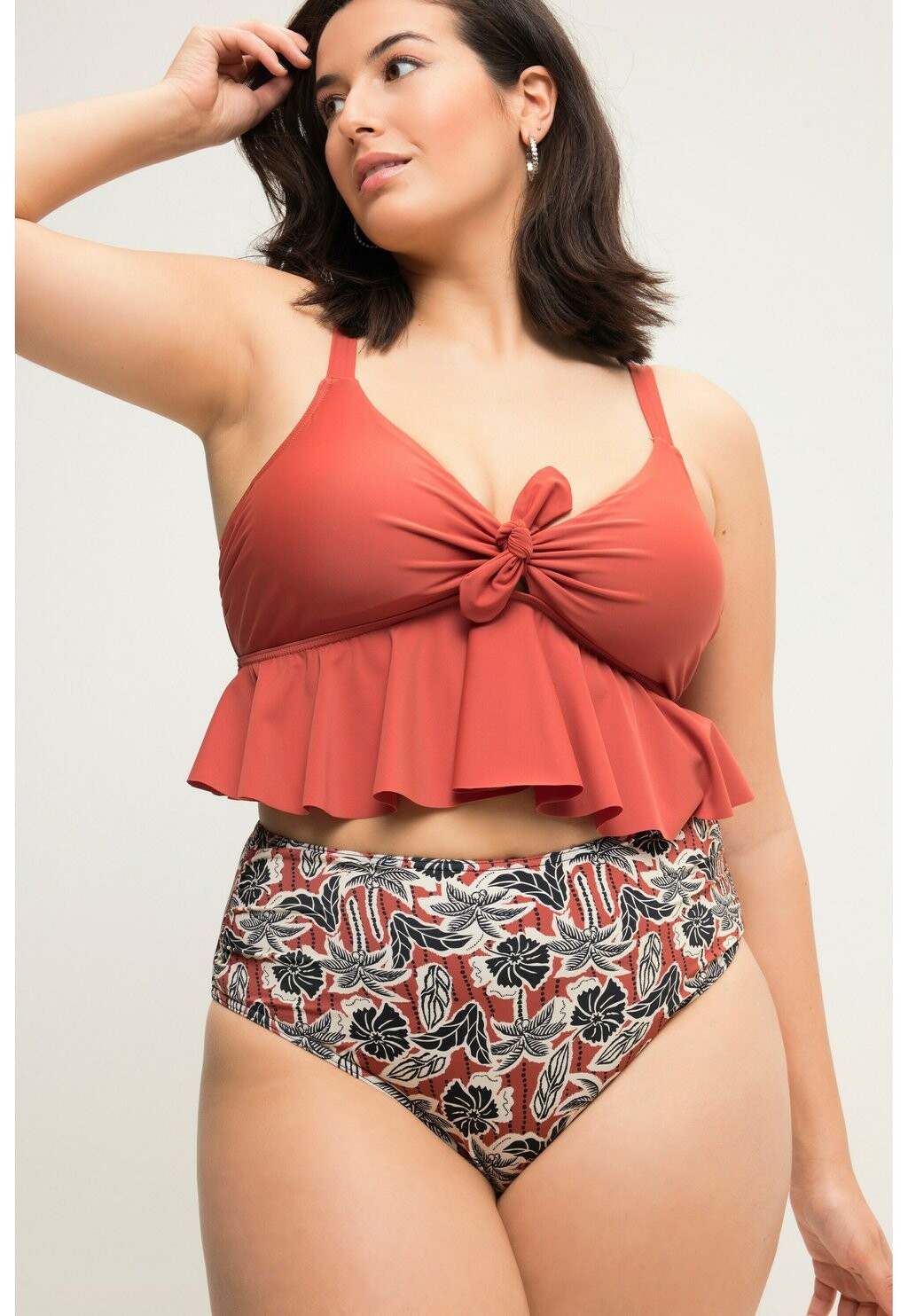 

Плавки бикини High Waist Palmen Seitliche Raffung Studio Untold, кирпично-красные