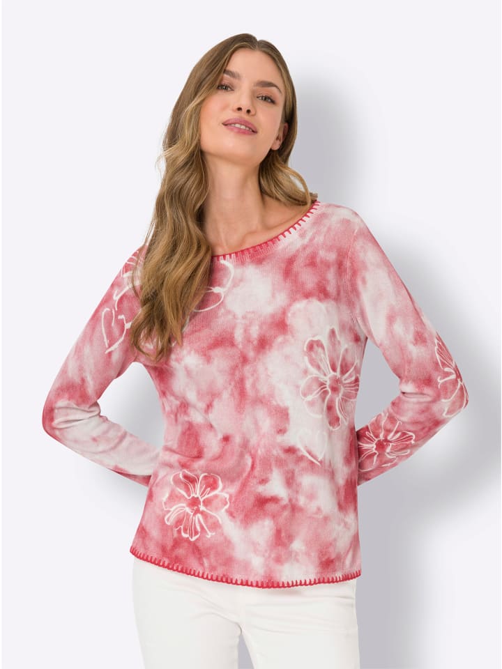 

Тонкий вязаный свитер с принтом фламинго-светло-розового цвета Heine