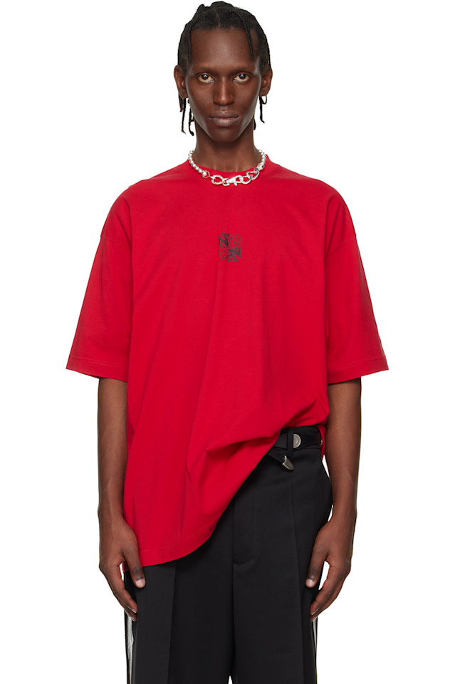 

Футболка с логотипом байкерского креста Vetements, красный