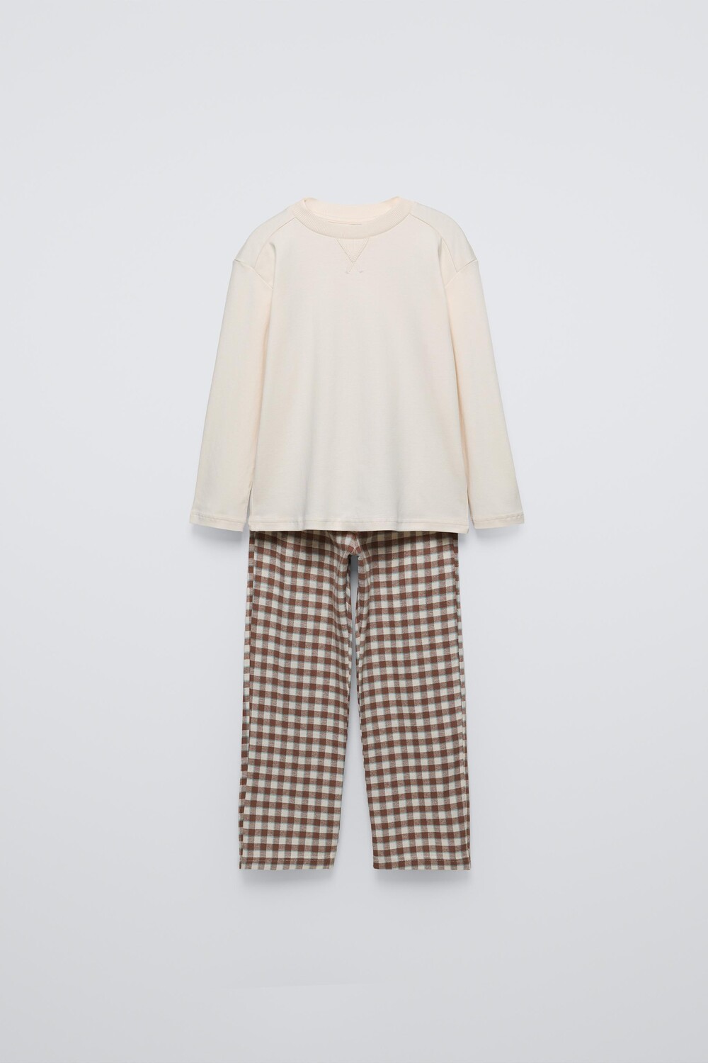 

6-14 лет/комбинированная клетчатая пижама ZARA, коричневый