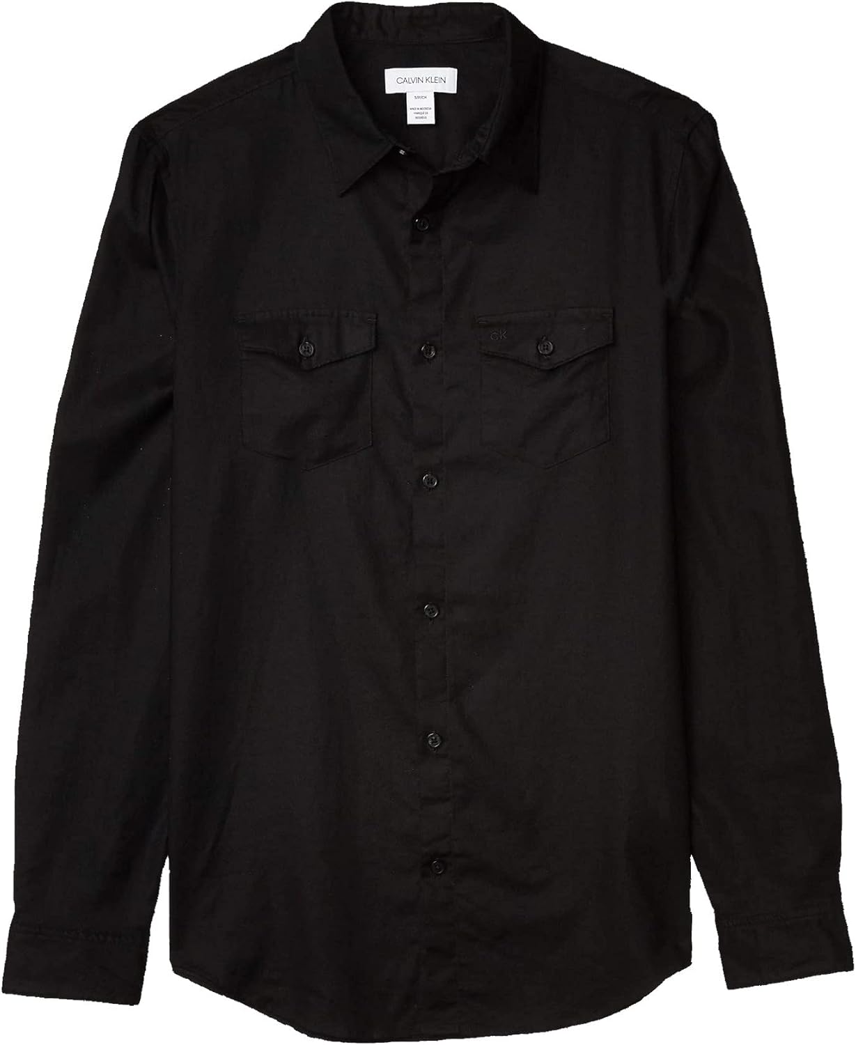 

Мужская рубашка Calvin Klein из легкого хлопка и льна с длинным рукавом и застежкой на пуговицы, Black