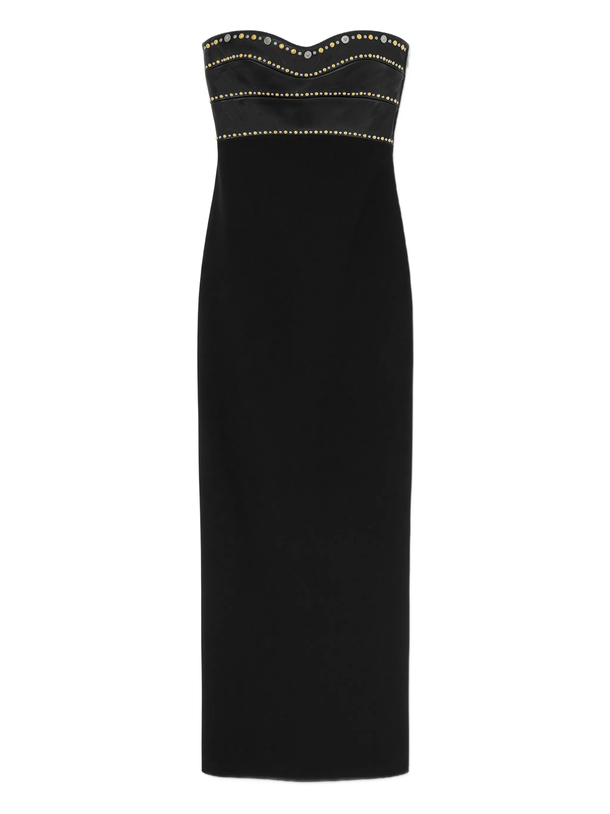 

Платье макси без бретелей с заклепками Versace, черный