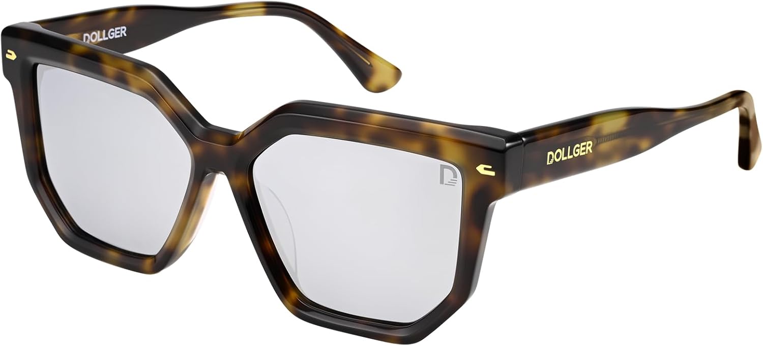 

Большие черные квадратные поляризованные солнцезащитные очки для мужчин и женщин - высококачественный материал из ацетатного волокна + TAC D1240301 Dollger, Leopard Print