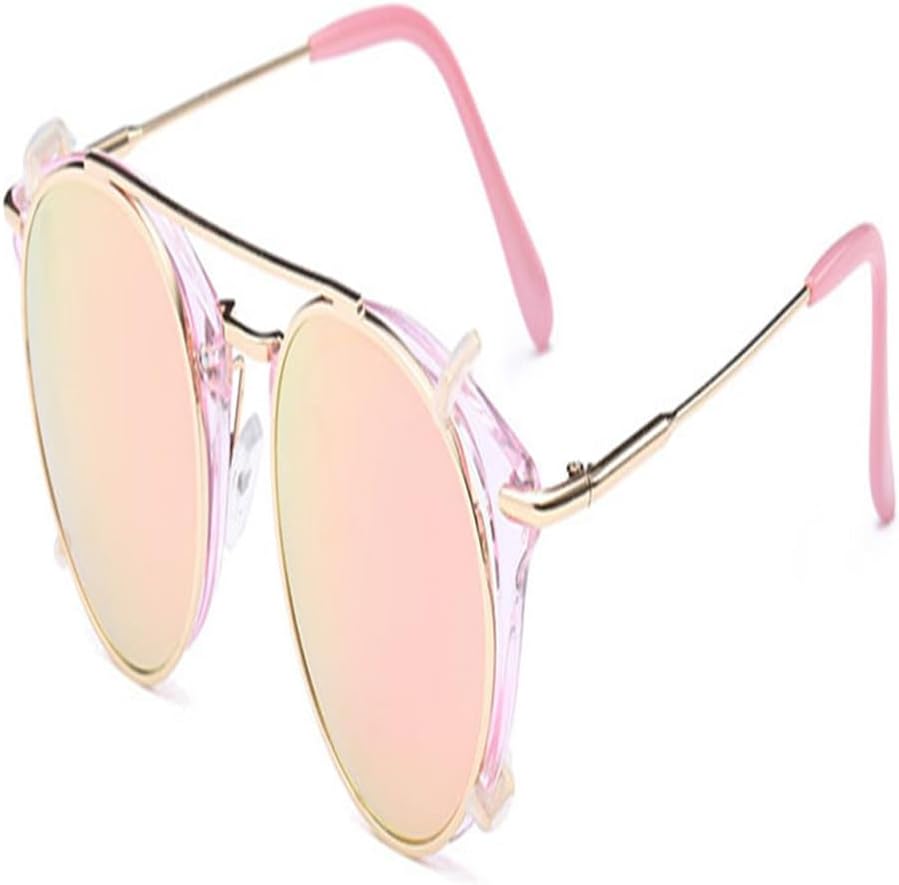 

Ретро женские солнцезащитные очки в стиле стимпанк с откидными линзами и съемными линзами, модные мужские круглые панк-очки с защитой от УФ-излучения UV400 KTUCN, Pink Pink