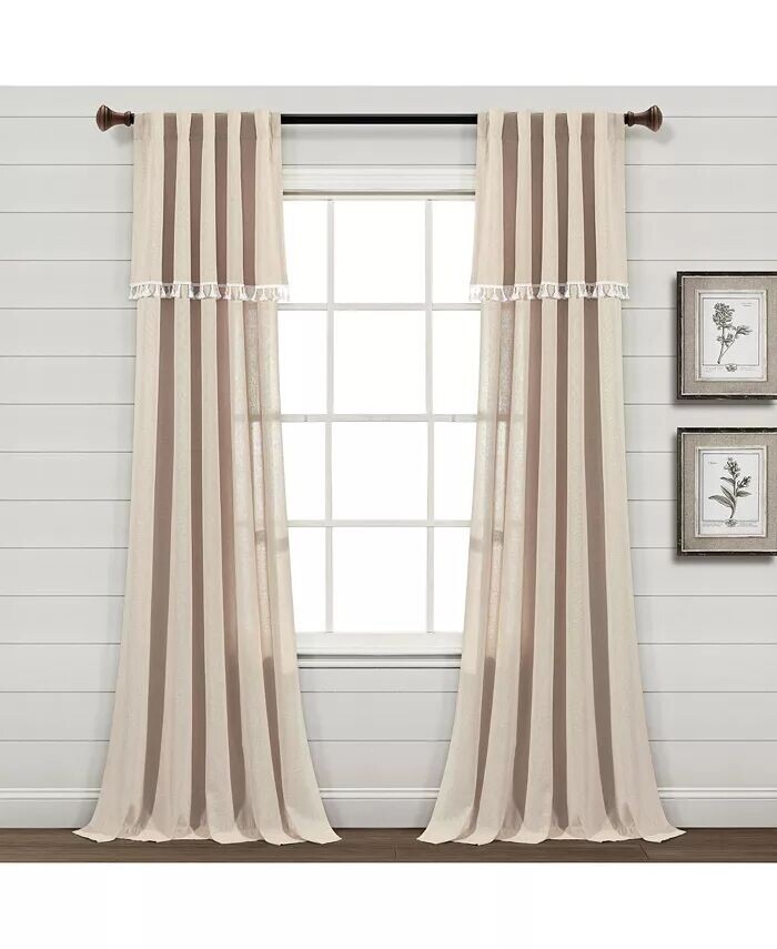 

Оконные шторы из искусственного льна с кисточками Ivy Lush Decor, бежевый