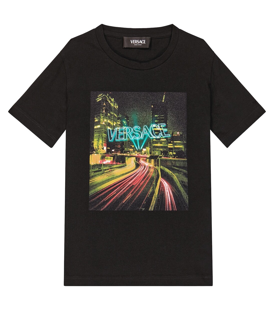 

Футболка из хлопкового джерси с принтом Versace Kids, черный