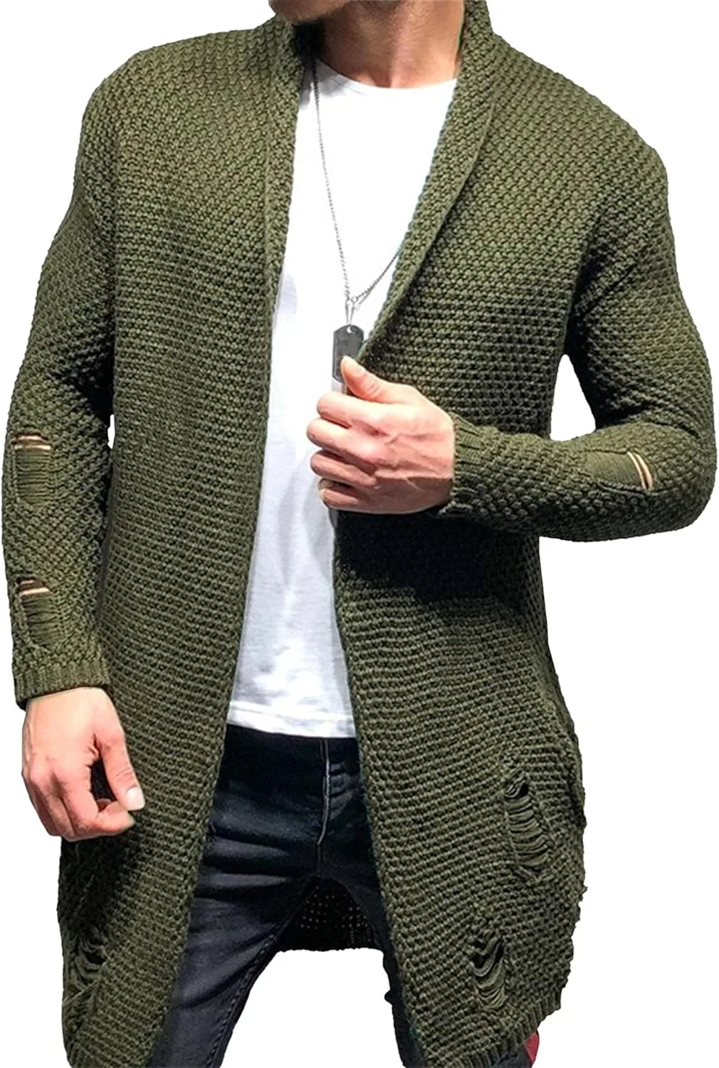 

Мужской кардиган с шалью воротником, свободный, с карманами QOAAIE