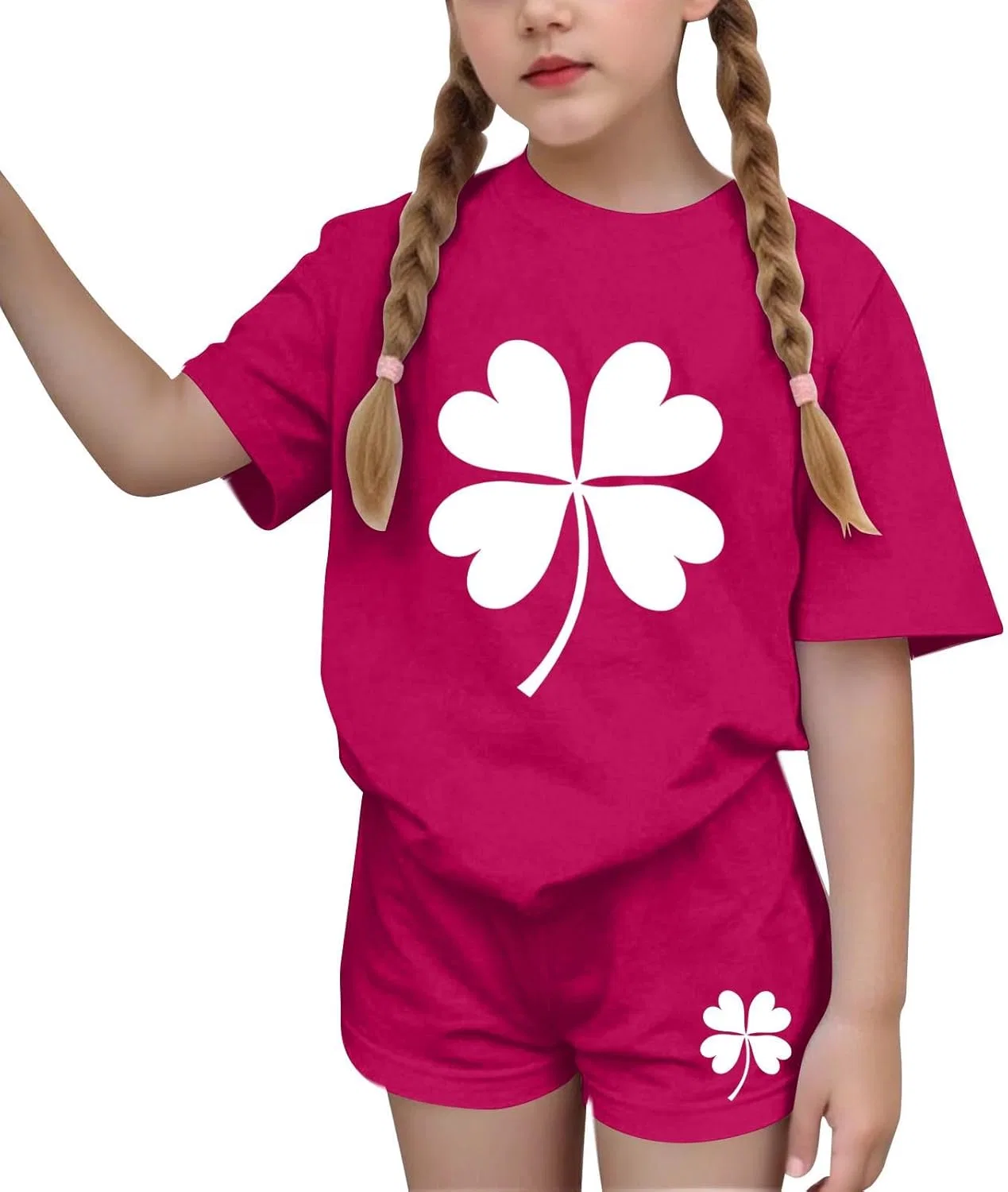 Детский спортивный костюм с принтом Shamrock Zzalalana, 2 предмета, Hot Pink