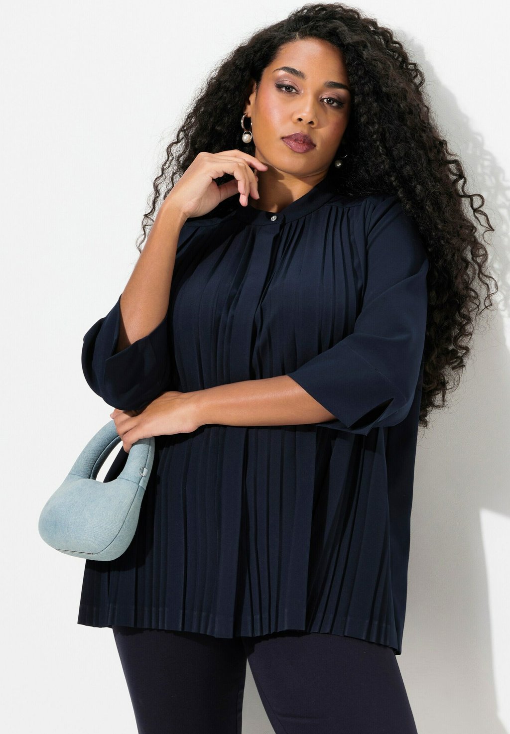 

Блуза DRAPED PLEATED 3/4 SLEEVE Ulla Popken, темно-синий