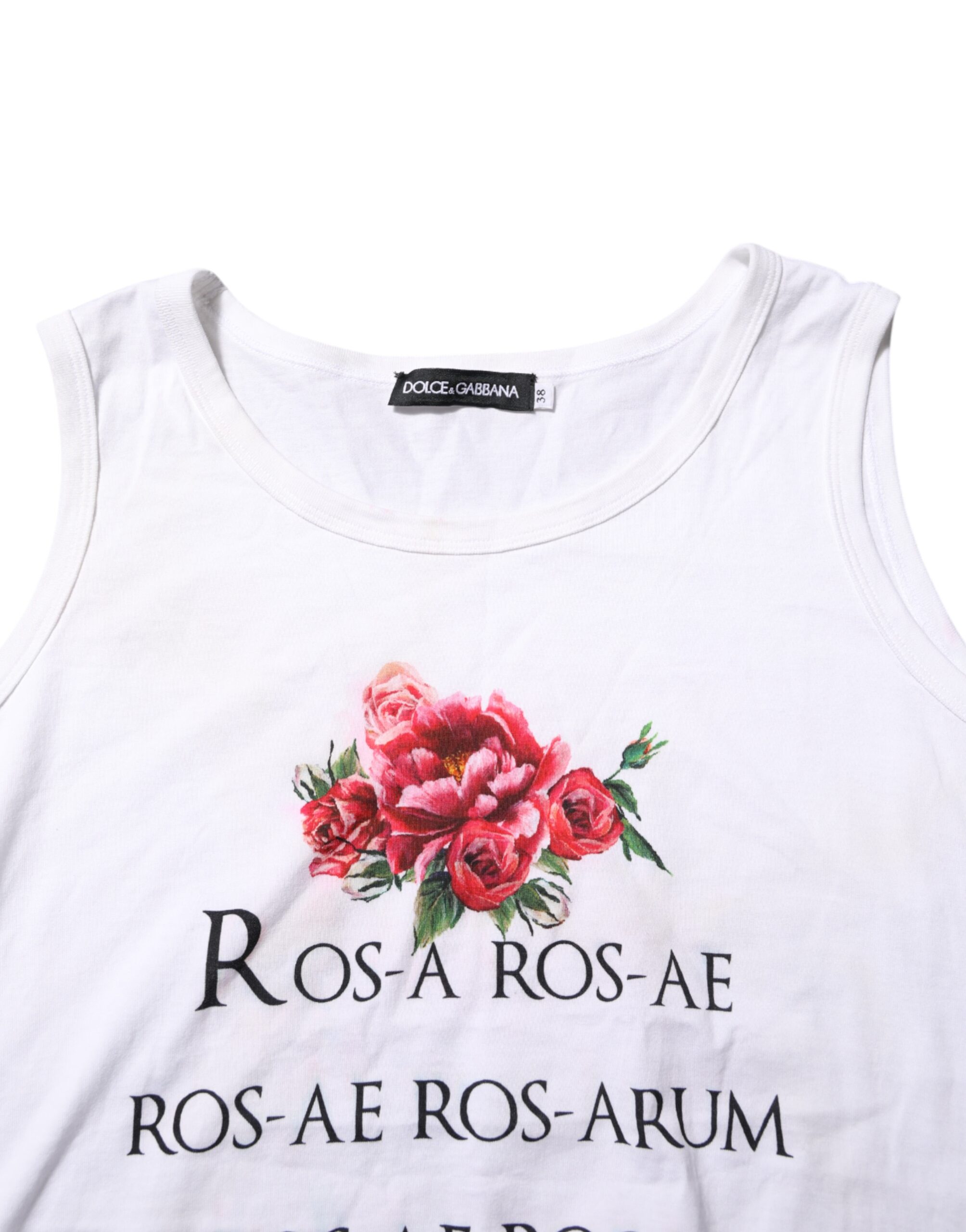 Белый хлопковый топ без рукавов с круглым вырезом и принтом Dolce & Gabbana — фото 3