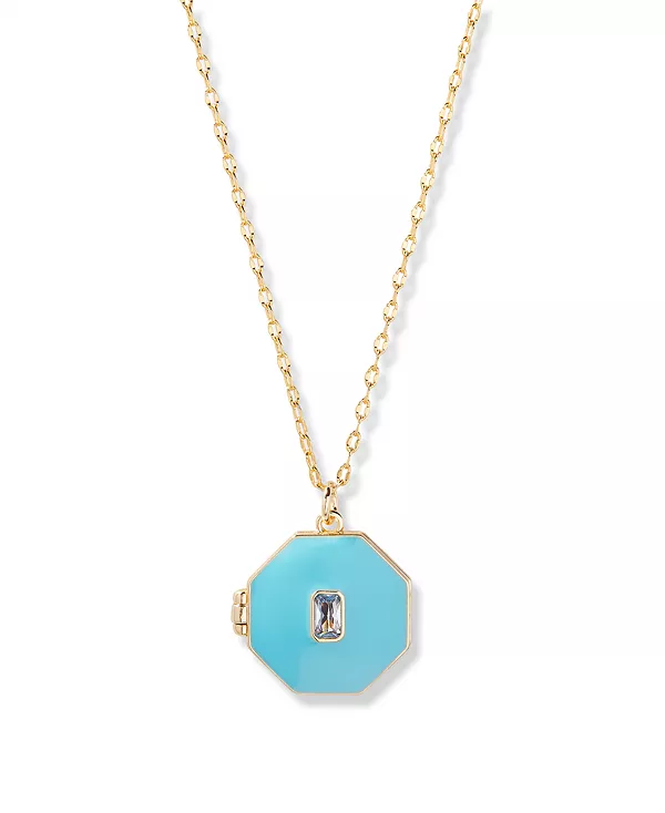 

Короткое ожерелье с подвеской-медальоном из позолоченной эмали Brook & York, gold