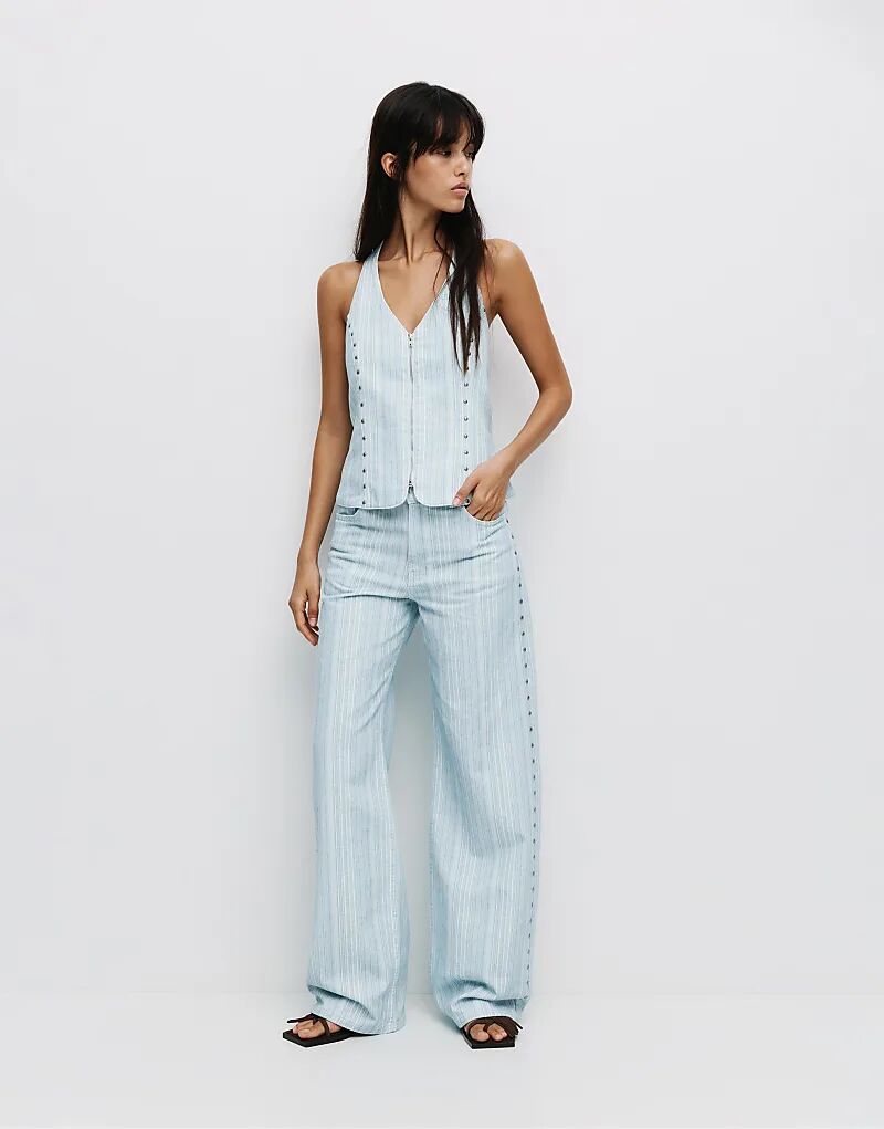 

Прямые джинсы Pull&Bear Striped синего цвета