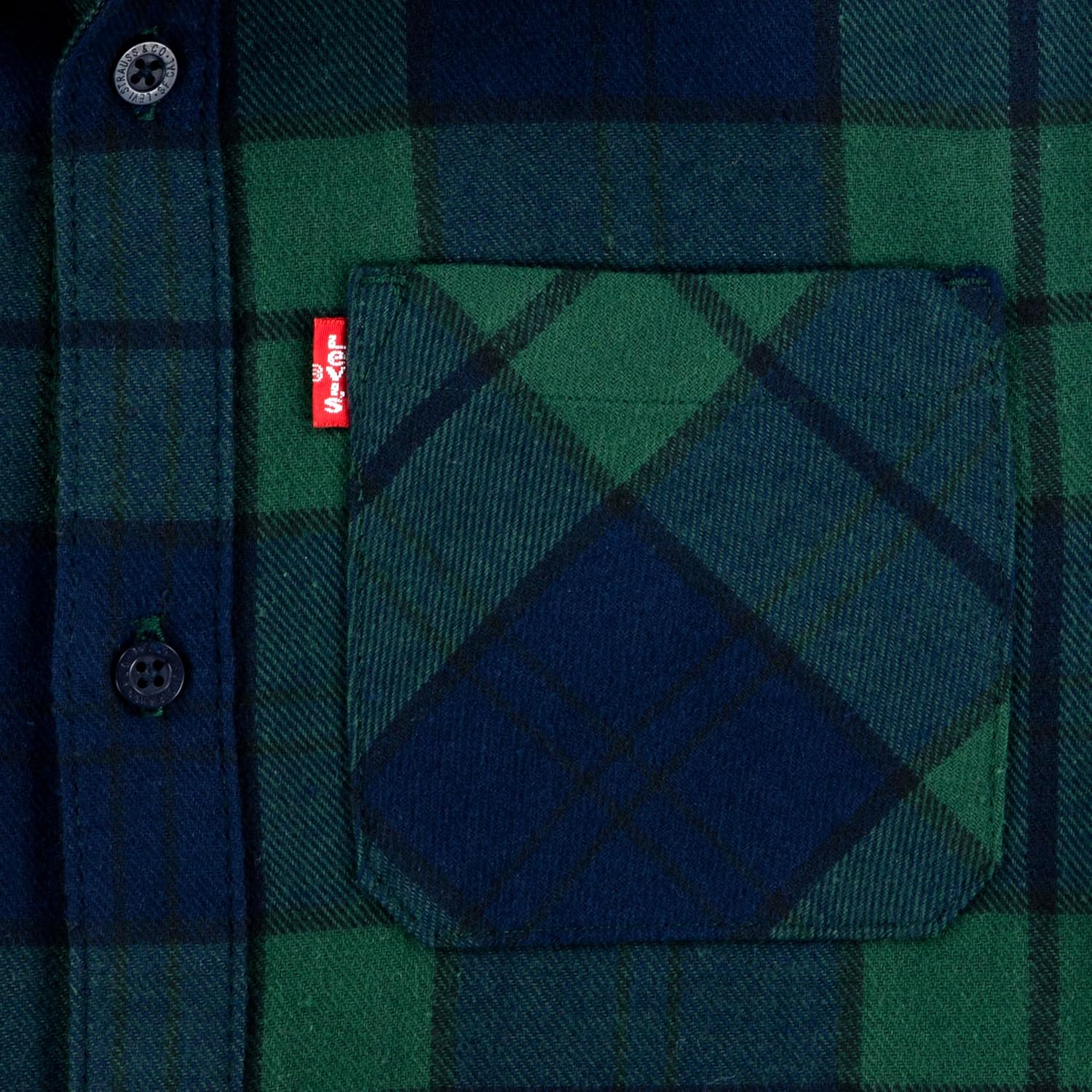 Рубашка Levi's для мальчиков с длинным рукавом и одним карманом на пуговицах, Forest Biome — фото 3