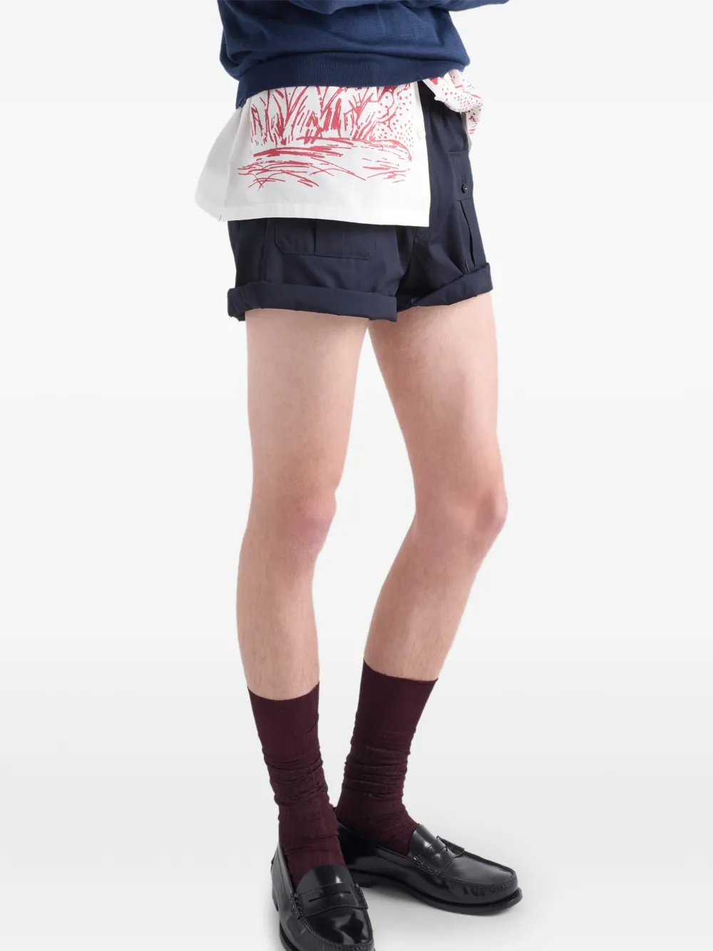 

Шорты карго с эластичным поясом Prada, синий