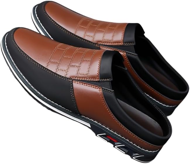 

Мужские стильные слипоны, Удобная повседневная обувь, Прочная резиновая подошва, Для офиса и повседневного ношения, Подходит для любого сезона, Стильный двухцветный дизайн коричневый и черный Hhhchpm