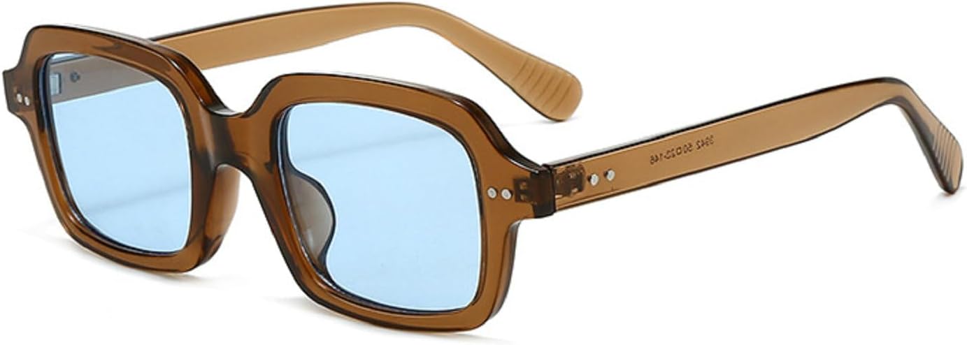 

Женские солнцезащитные очки Melrose Retro Rectangle с градиентными линзами Ocean, защита от УФ-излучения UV400; Мужские солнцезащитные очки с заклепками, модель 3942, Tea Blue