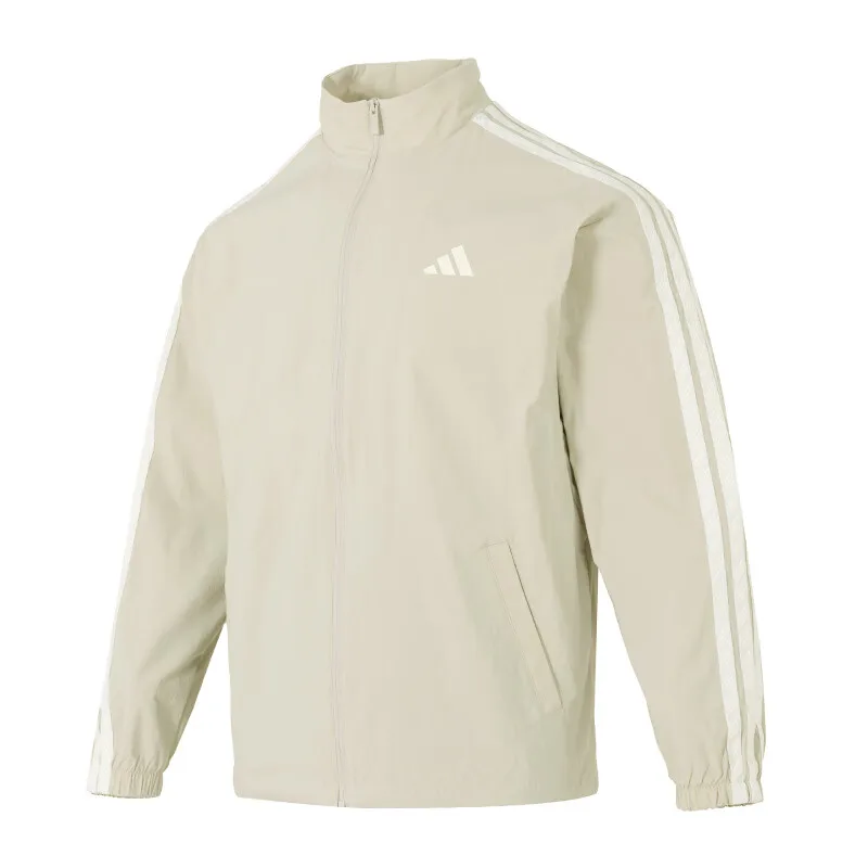 Adidas Мужская бежевая беговая куртка со стойкой