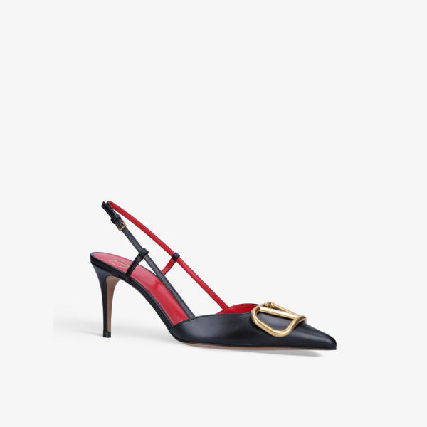 Кожаные туфли vlogo 80 с острым носком и пяткой на пятке Valentino Garavani, черный — фото 3