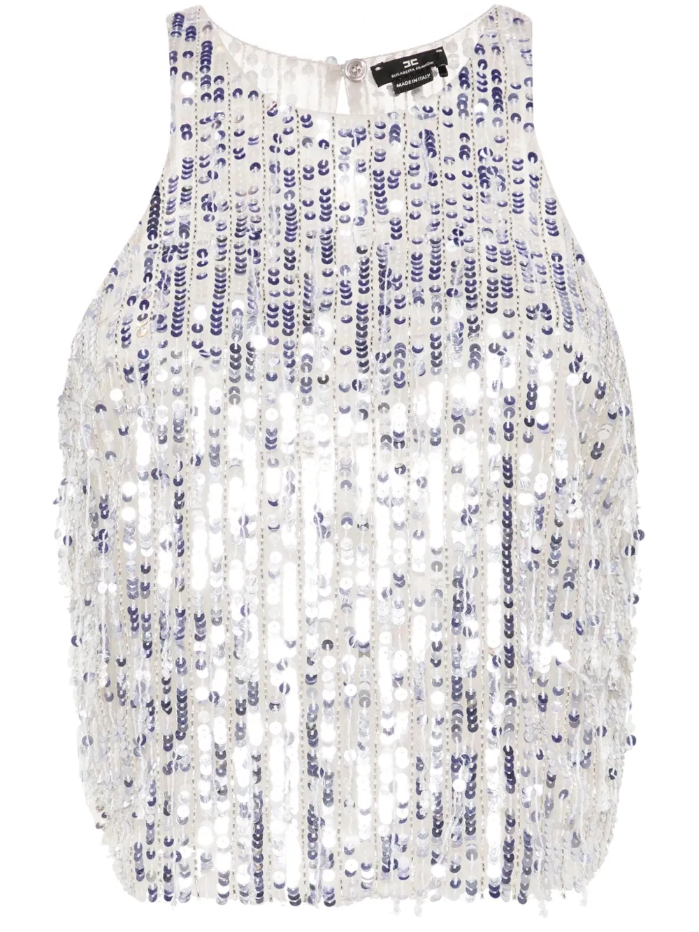 

Топ из тюля с пайетками Elisabetta Franchi, серебяный