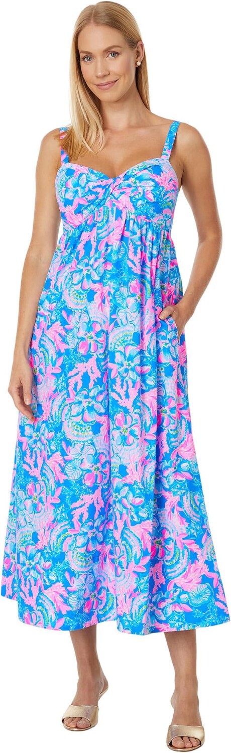 

Платье Lilly Pulitzer Azora Cotton Midi Dress, цвет Blue Tang Sitting Seaside