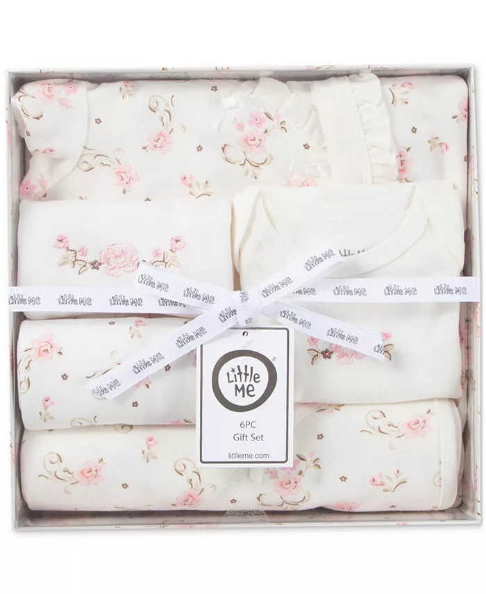 Подарочный набор для девочек "Vintage Rose", 6 предметов, хлопок Little Me, розовый — фото 3