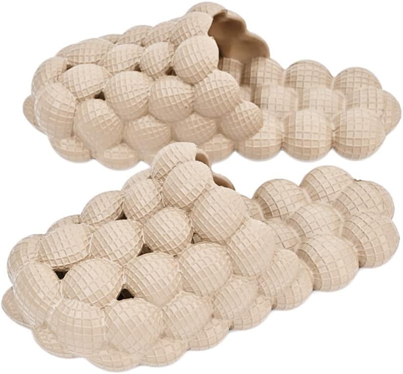 

Домашние тапочки Rojeam для женщин и мужчин, шлепанцы для душа EVA с массажными пузырьками, ванной, бежевый