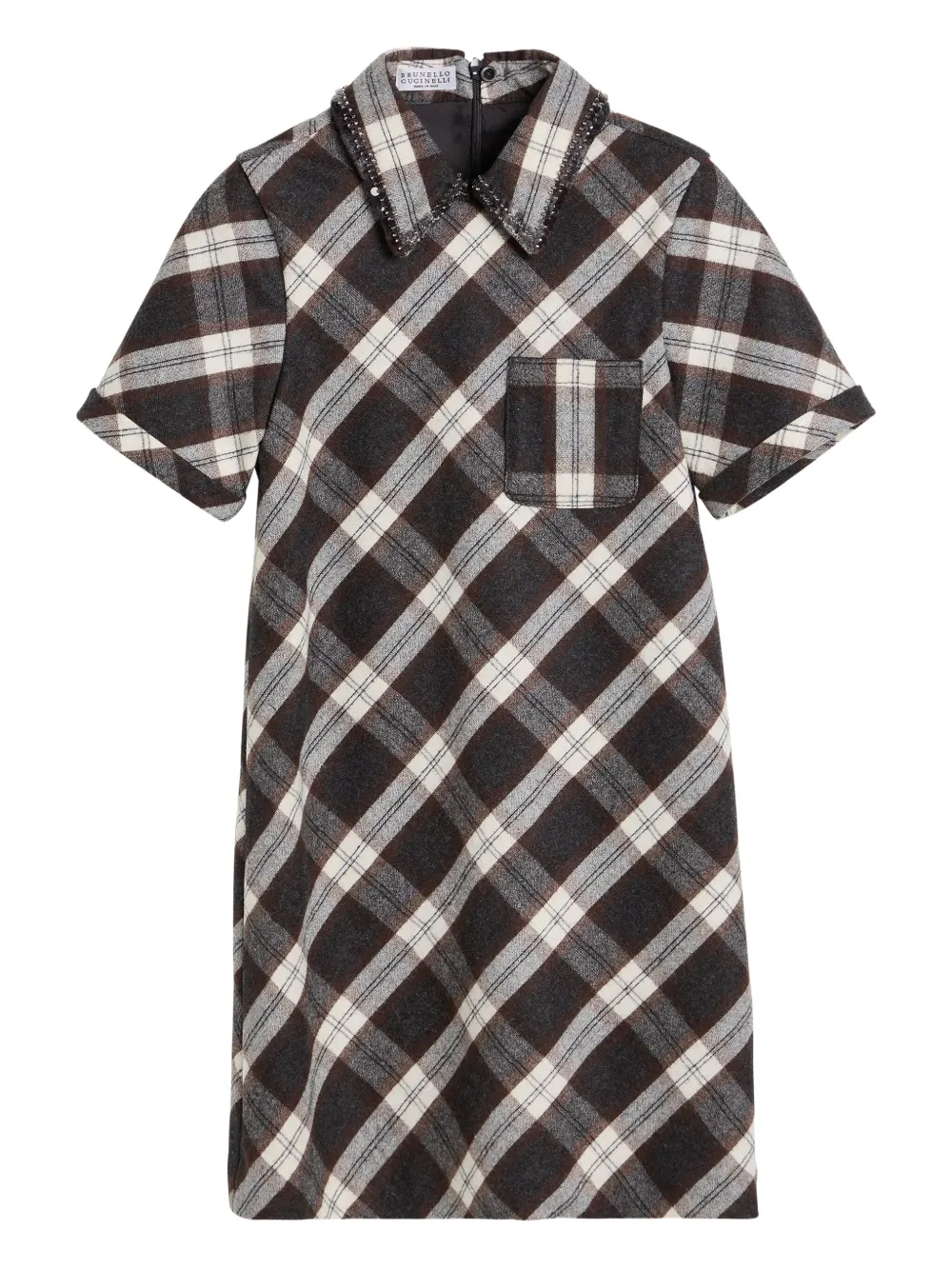 

Декорированное платье в клетку Brunello Cucinelli Kids, коричневый