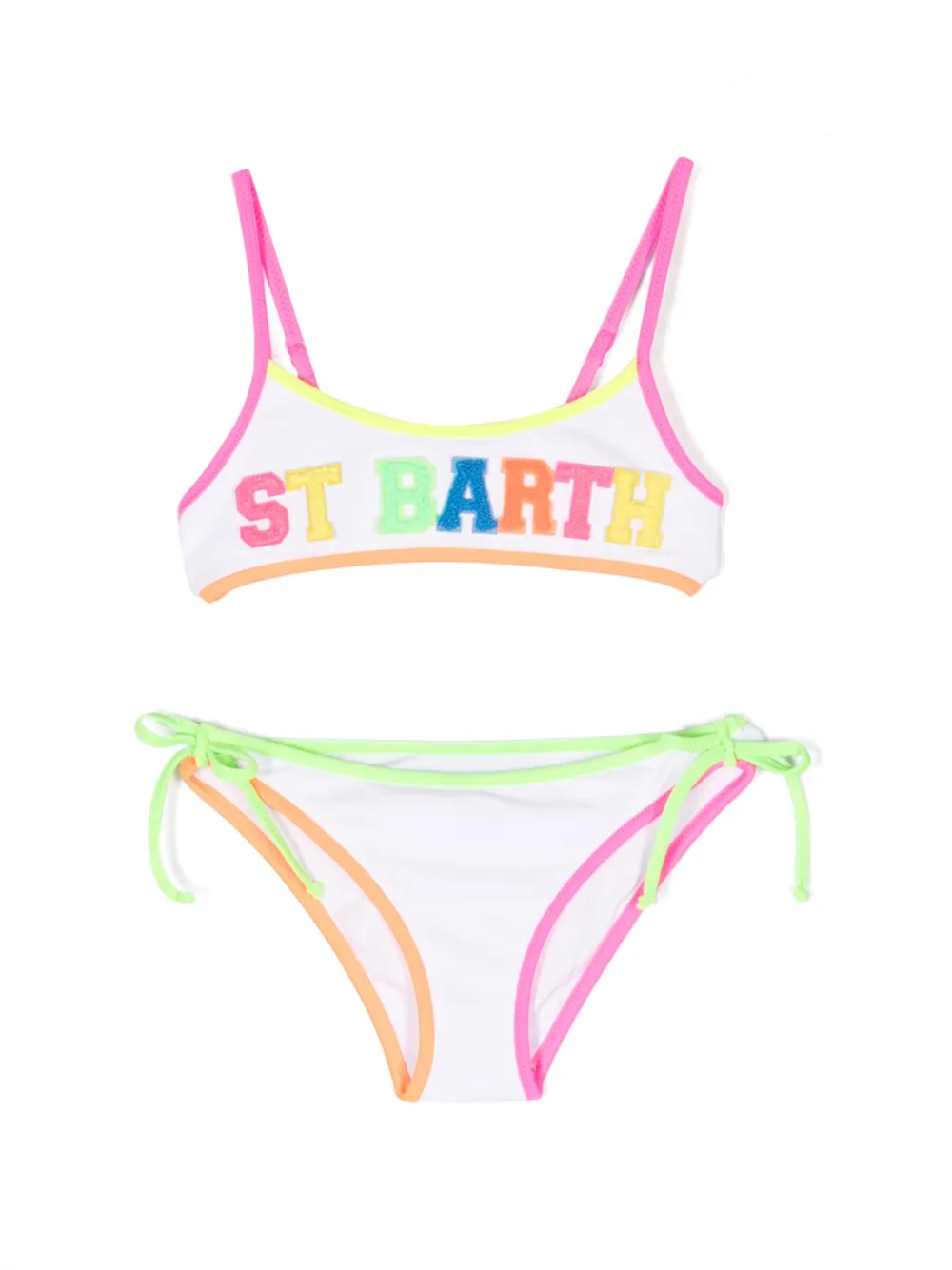 

Бикини с нашивкой-логотипом и контрастной отделкой Mc2 Saint Barth Kids, белый