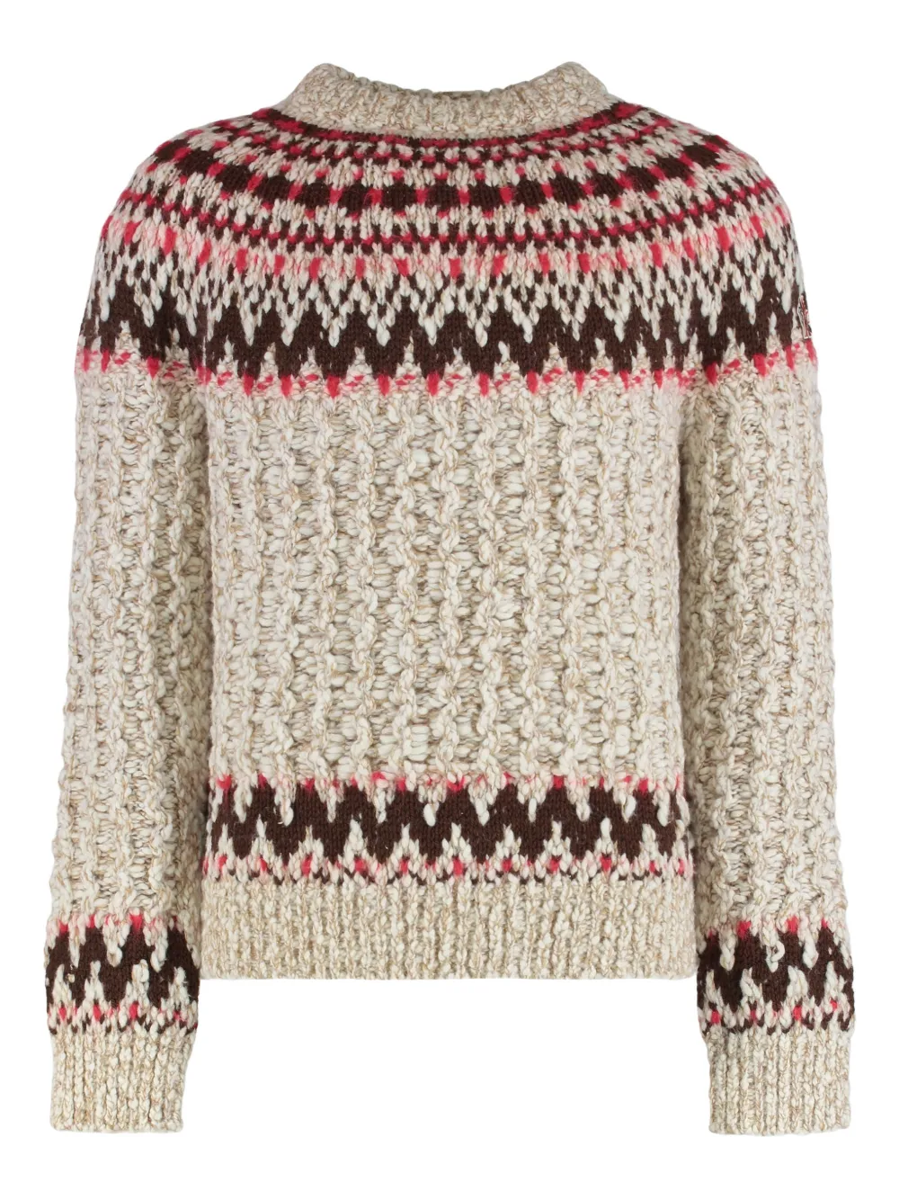 

Жаккардовый шерстяной свитер Moncler Grenoble, бежевый