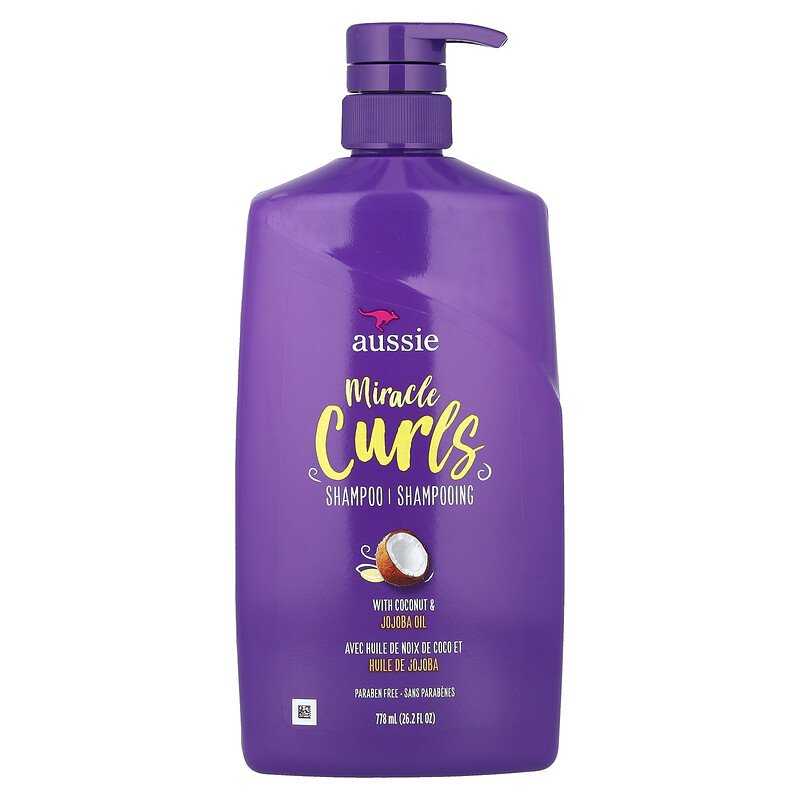 

Aussie, Miracle Curls, шампунь с кокосом и маслом жожоба, 778 мл (26,2 жидк. Унции)