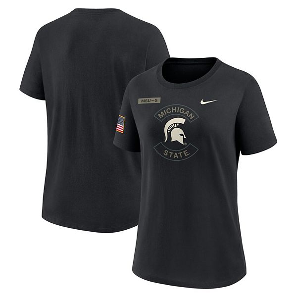 

Женская черная футболка Michigan State Spartans 2025 Military Appreciation Dri-FIT Nike