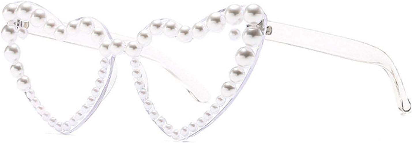 

Laureles Винтажные безободковые солнцезащитные очки в форме сердца с жемчужными вставками для женщин, солнцезащитные очки Y2K для мужчин и мужчин, для активного отдыха, C7