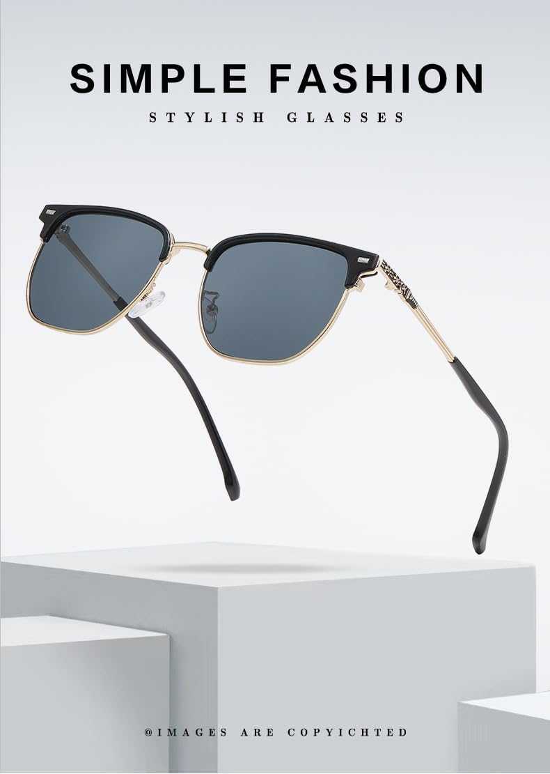 

Солнцезащитные очки с защитой от синего света и высококачественной металлической оправой, стильные солнцезащитные очки для делового и повседневного использования GJKTFNJIF, 5