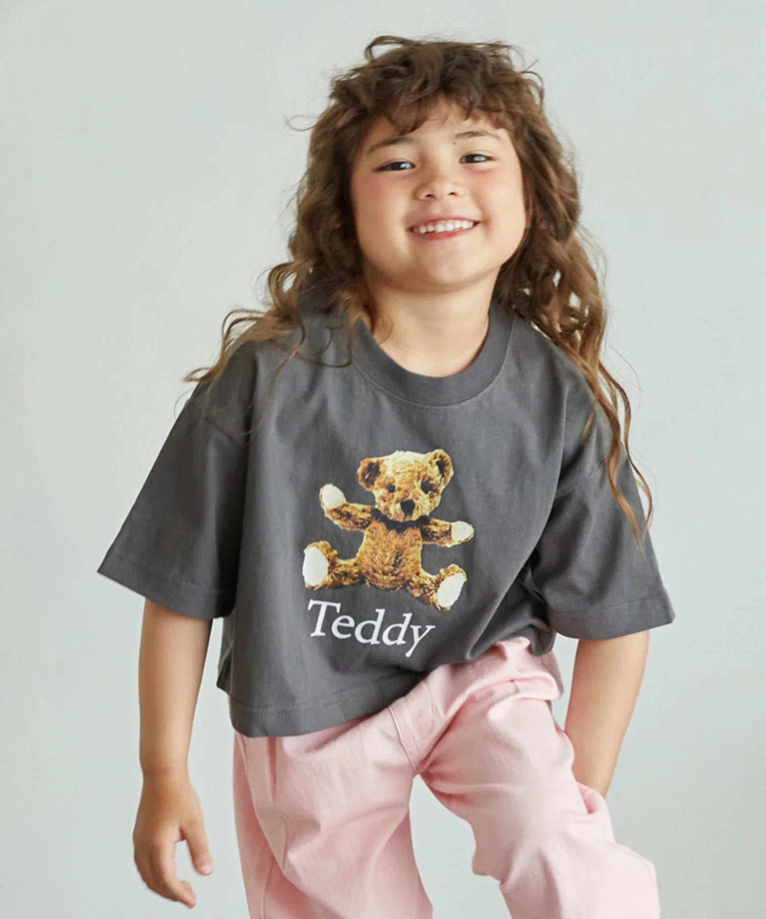 Детская футболка Teddy с принтом undeny серого цвета