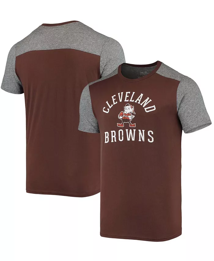 

Мужская футболка Cleveland Browns Gridiron Classics Field Goal Slub коричневого и серого меланжевого цветов Majestic