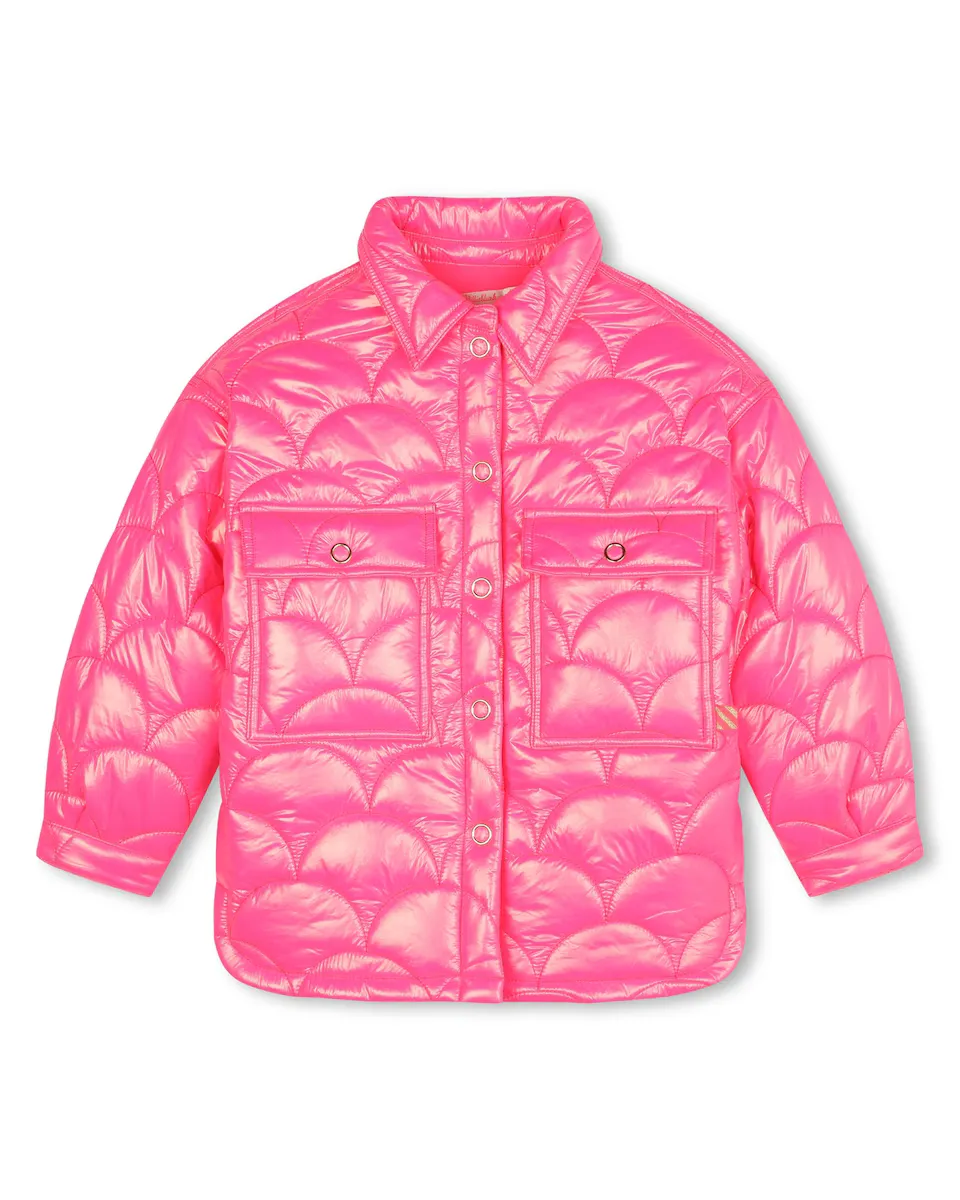 

Розовый пуховик для девочки с накладными карманами Billieblush, розовый