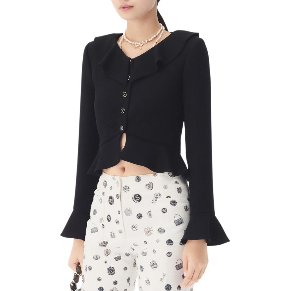 

CHANEL Куртка Women's Black V-образный вырез Moderate Others