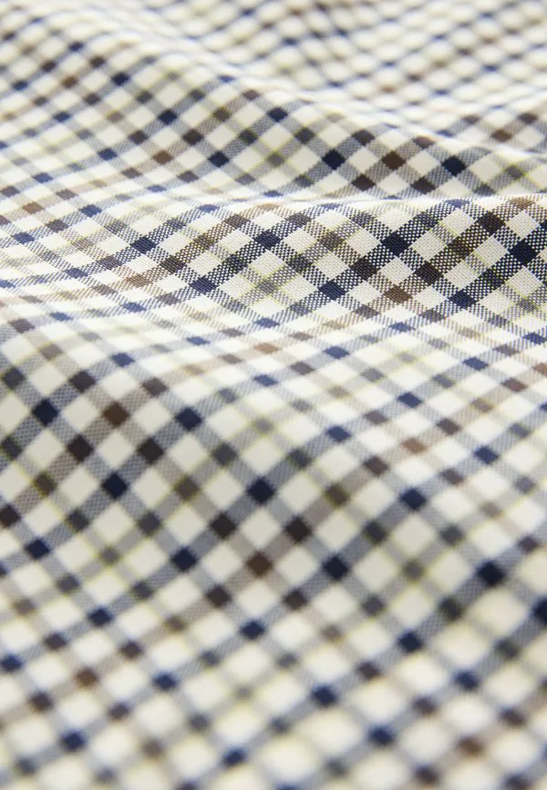 Рубашка-Оксфорд с пуговицами, легко гладится утюгом. Next, Neutral Brown/Navy Gingham Check — фото 4