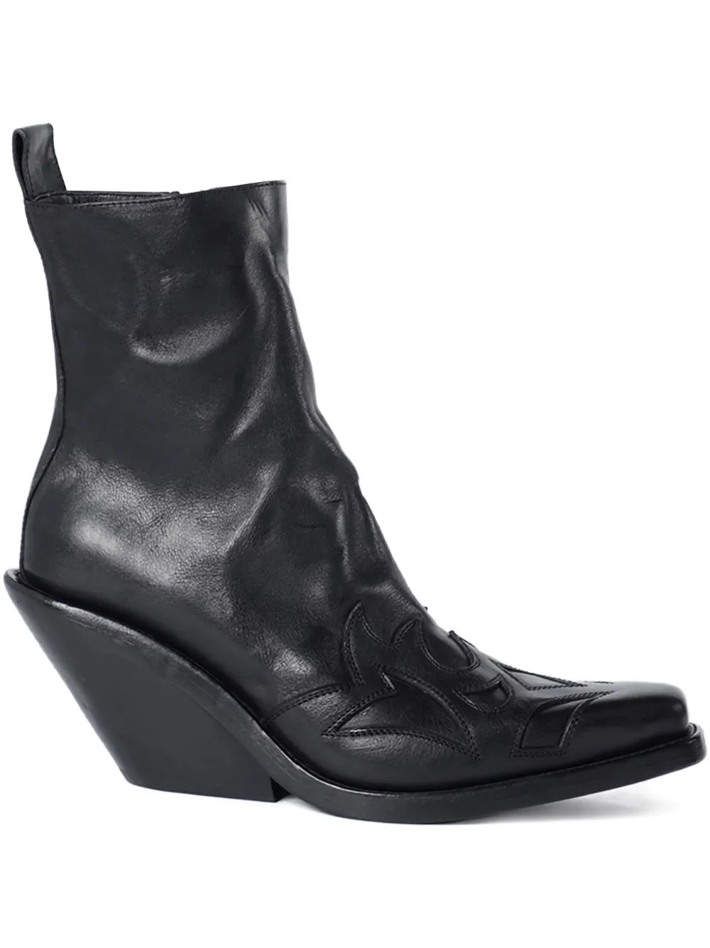 

Кожаные ботинки с резным узором Ann Demeulemeester, черный