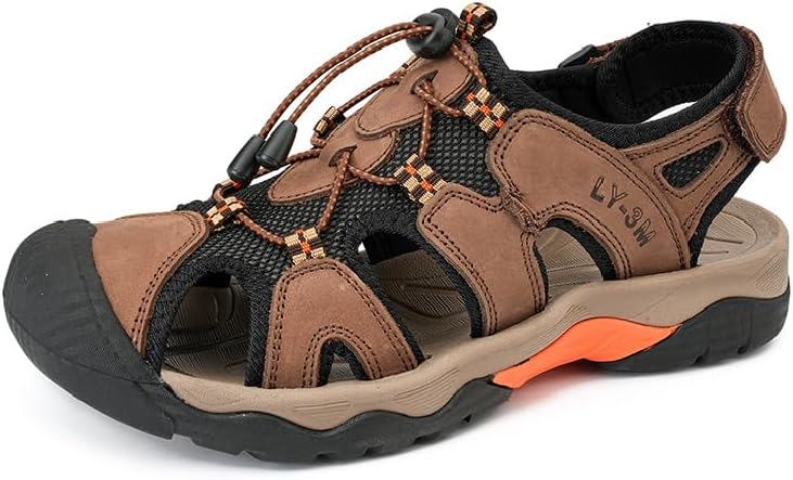 

Мужские спортивные сандалии Asifn для улицы, нескользящие, для походов, летние, удобные, пляжные, легкие, закрытые, водонепроницаемые, коричневый