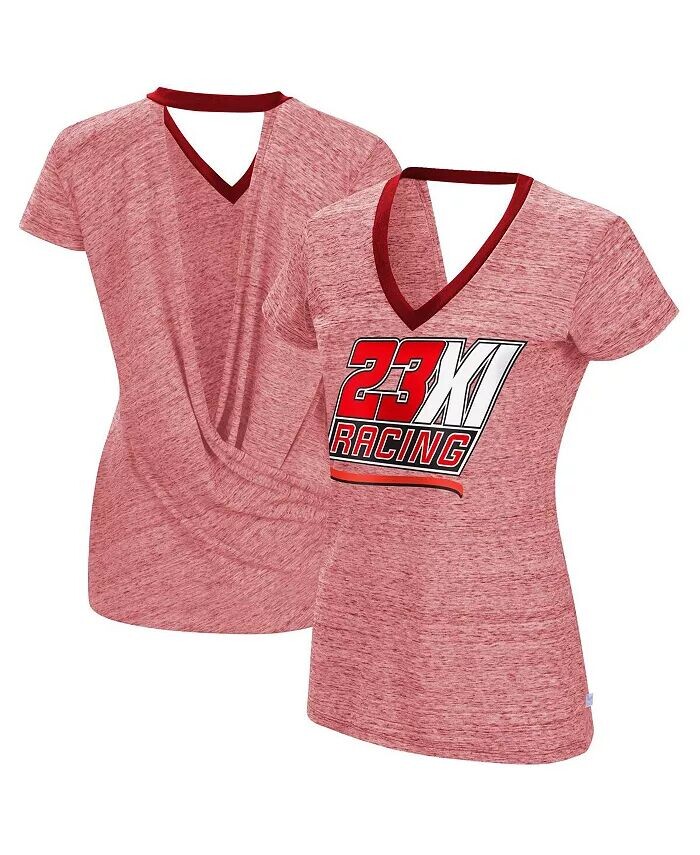 

Женская футболка Heather Red 23XI Racing Halftime с запахом на спине Touch