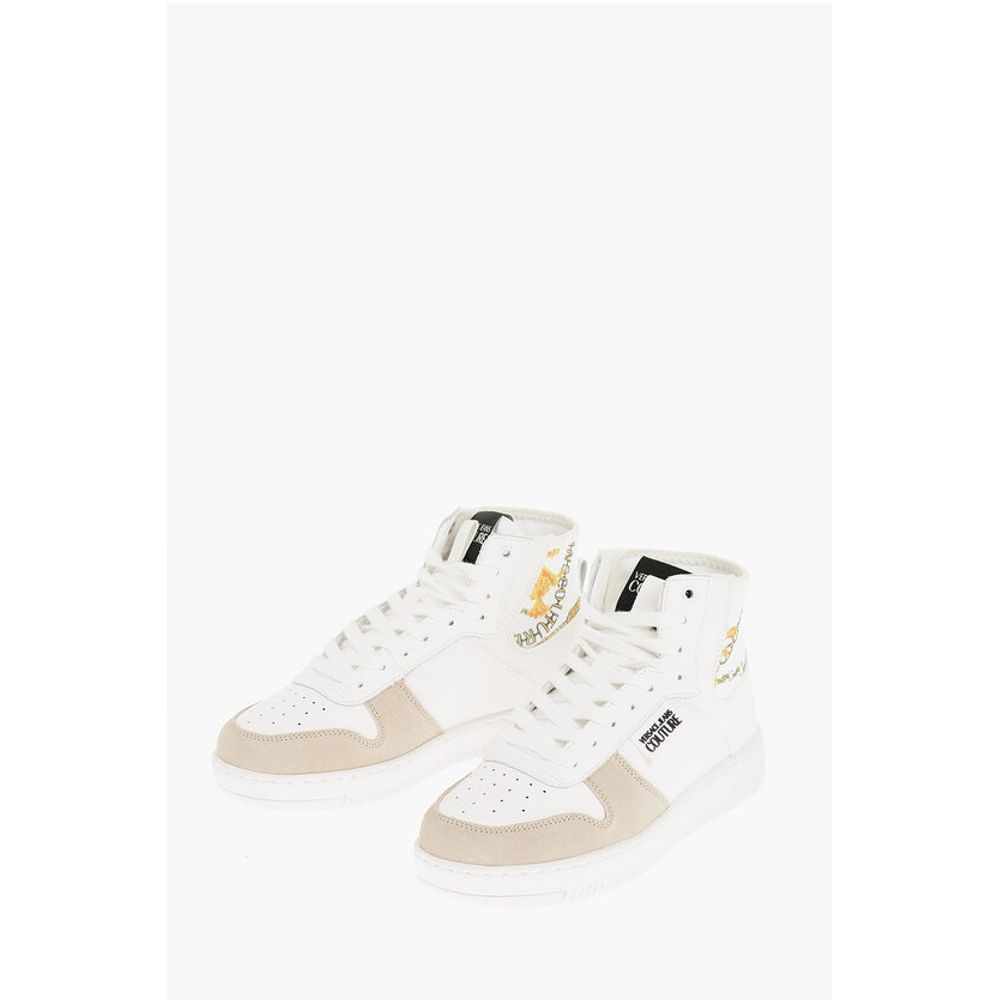 JEANS COUTURE Высокие кеды MEYSSA из кожи и ткани с Versace, White