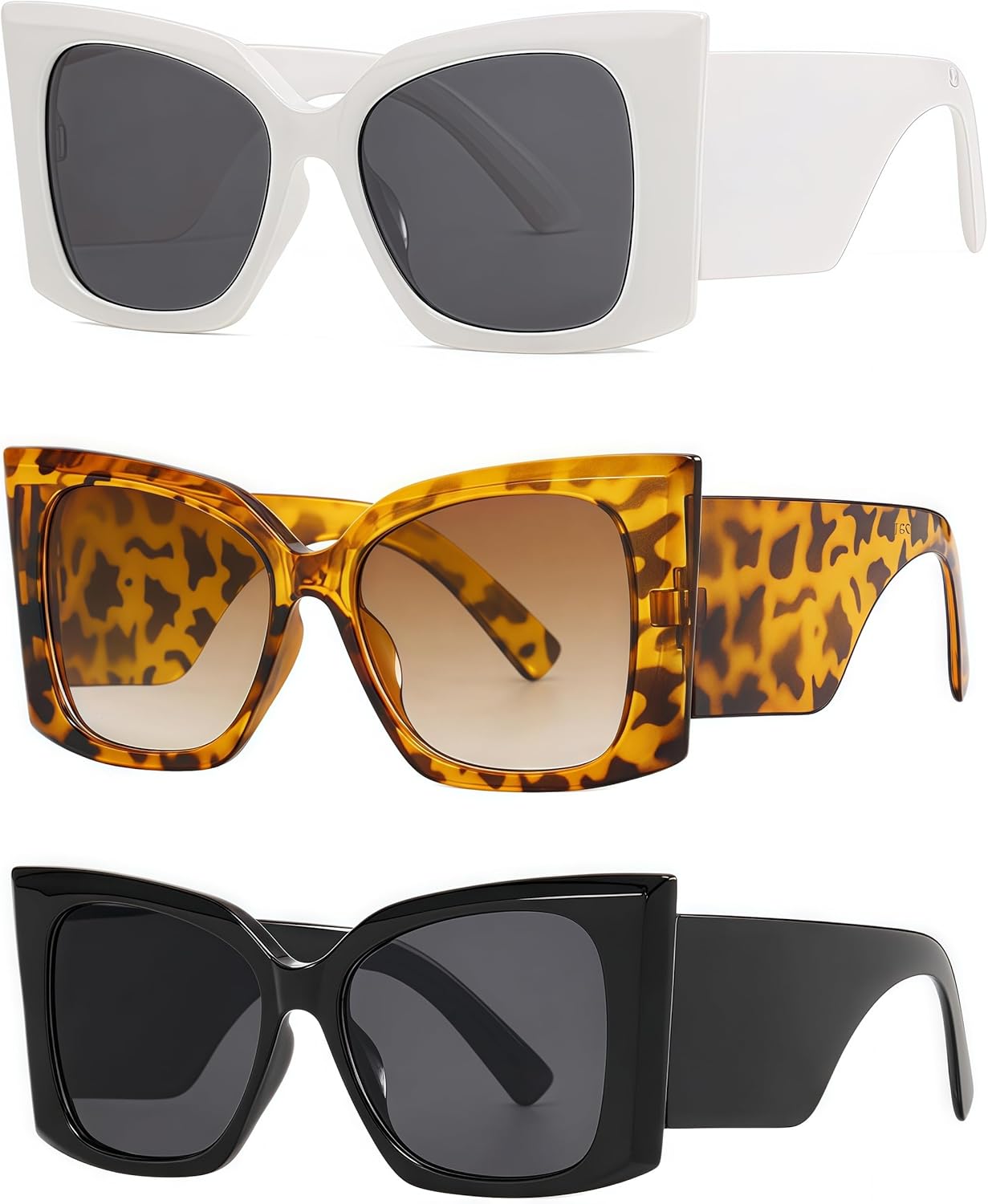 

Большие квадратные солнцезащитные очки в стиле «кошачий глаз» в стиле Y2K, модные летние очки для вечеринок, унисекс, для женщин и мужчин, с защитой от ультрафиолета UV400 NLEYANB, Black+white+leopard